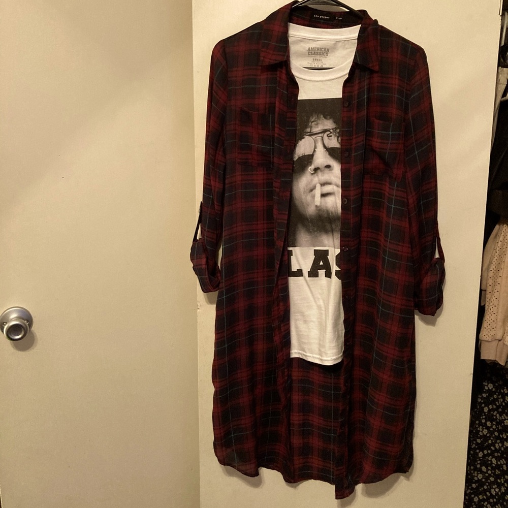 Blu pepper sheer plaid duster cardigan
